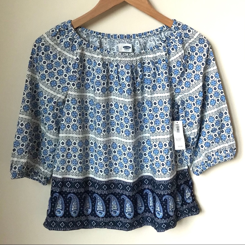 Old Navy NWT Blue Floral Top Juniors Size L